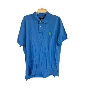 Chaps Mens XL Blue Short Sleeve Collared Comfort Polo Shirt Stretch Golf Logo